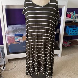 Green and White Striped Dress